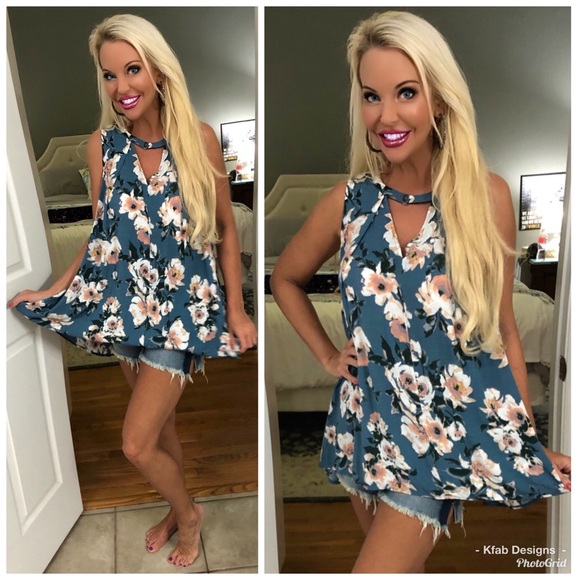 LAST ONE 💕New For Spring Indigo Floral Tunic! - Picture 2 of 3